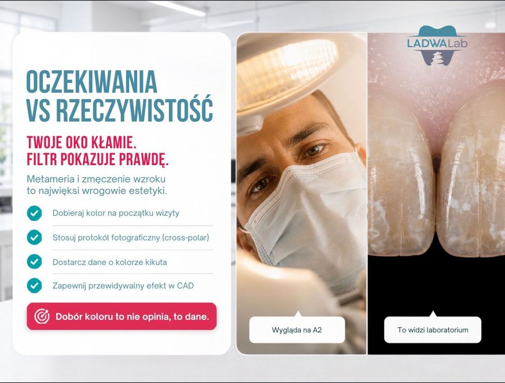 Nietrafiony kolor korony. Dlaczego wzrok oszukuje lekarza przy fotelu?